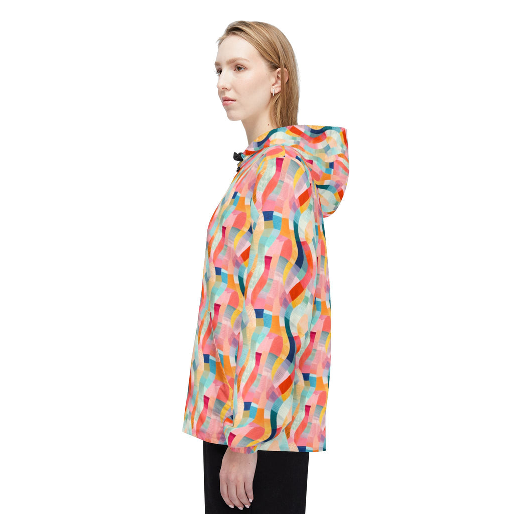 Colorful Wavy Pattern Windbreaker Jacket