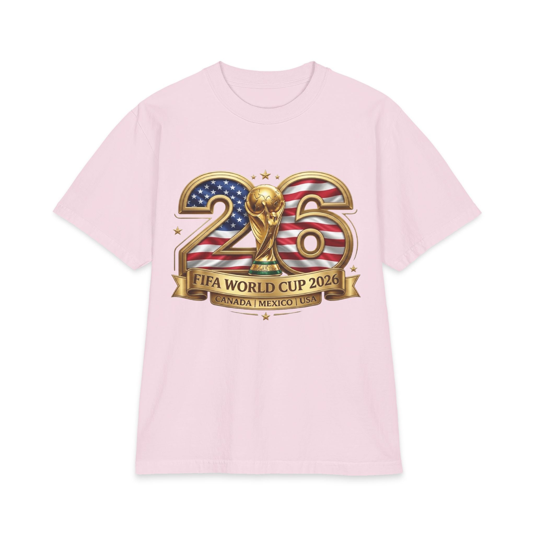 2026 FIFA World Cup USA Flag T-Shirt — World Cup Trophy Design