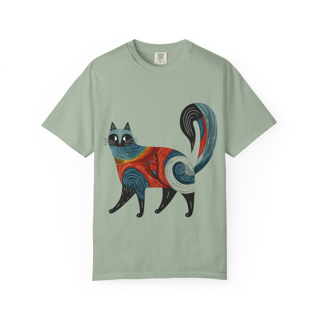 Colorful Swirl Cat T-Shirt — Artistic Whimsical Cat Graphic Tee