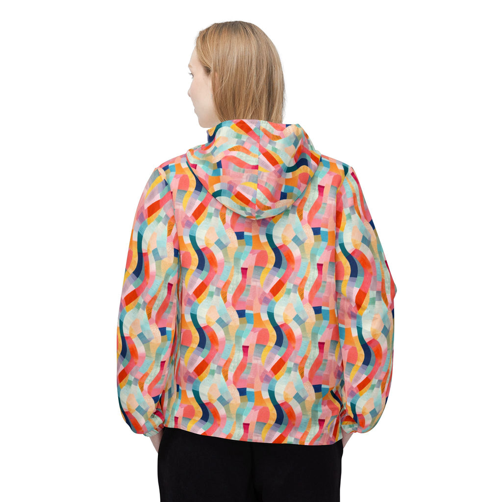 Colorful Wavy Pattern Windbreaker Jacket