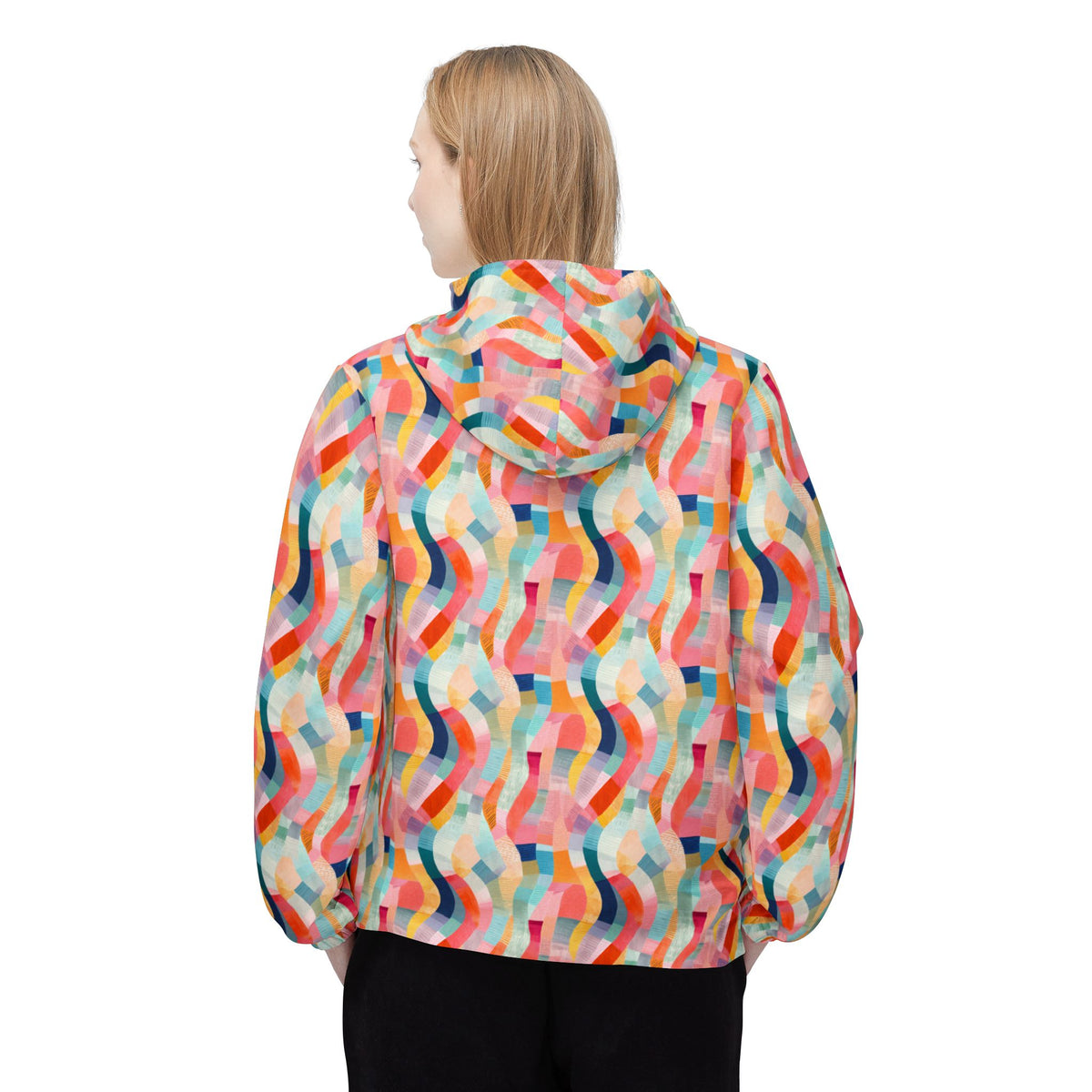 Colorful Wavy Pattern Windbreaker Jacket
