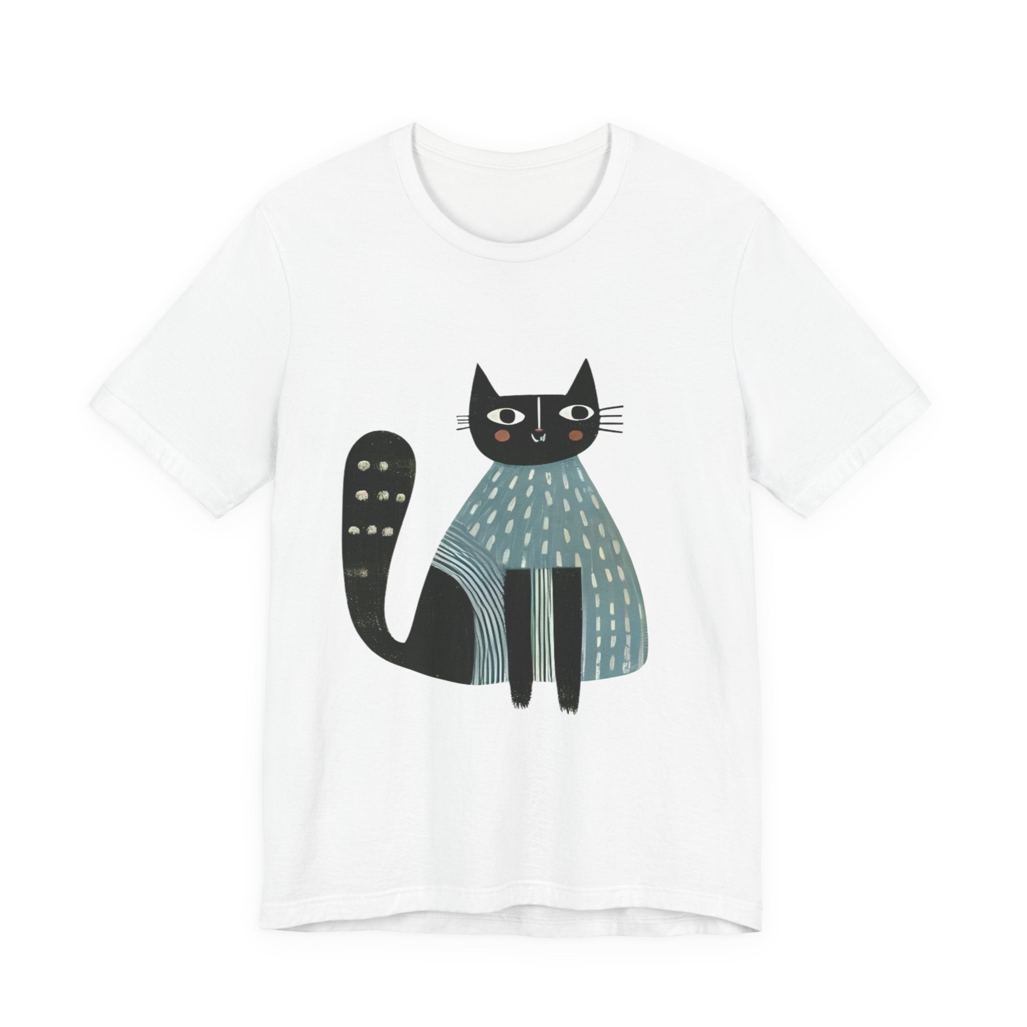 Folk Art Cat Graphic T-Shirt – American Hand-Drawn Art - 003