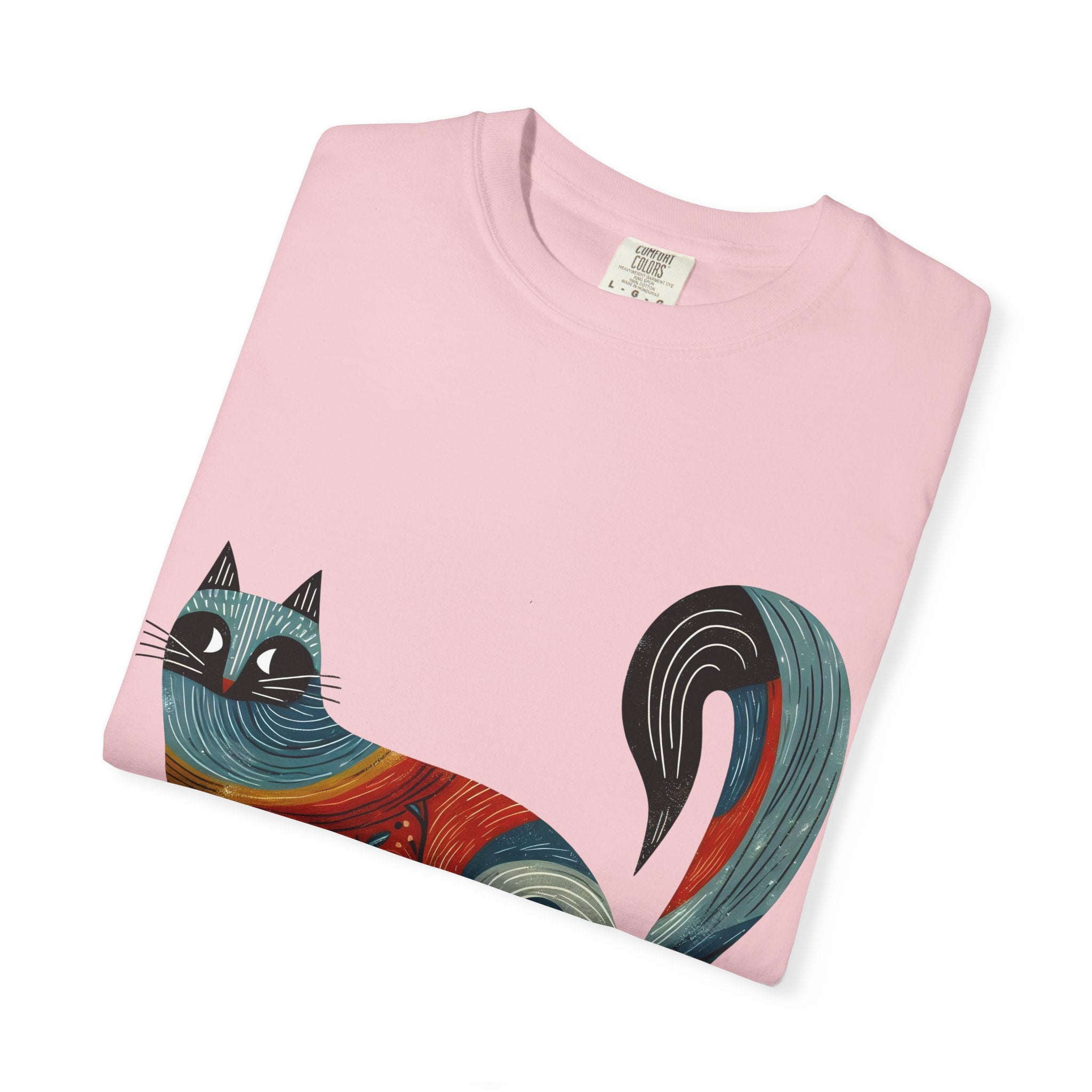 Colorful Swirl Cat T-Shirt — Artistic Whimsical Cat Graphic Tee