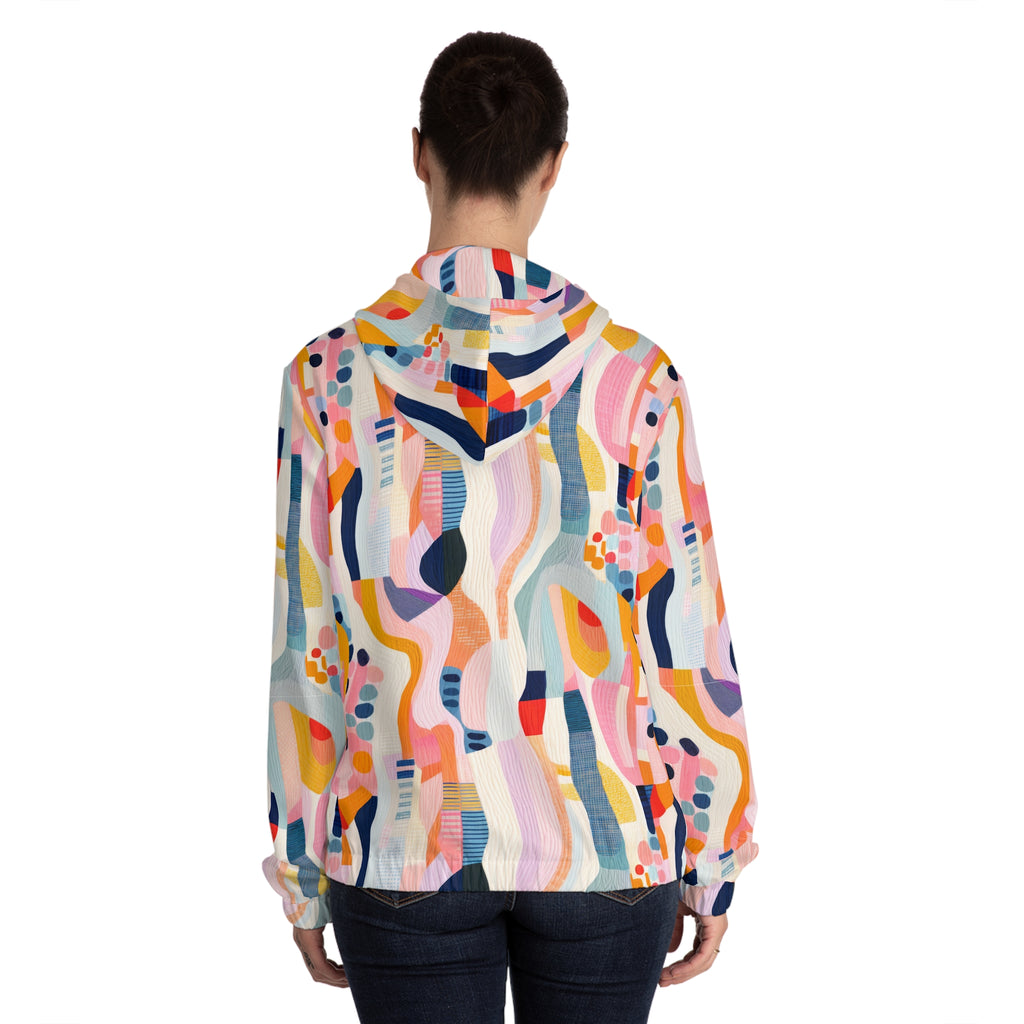 Abstract Colorful Wavy Pattern Hoodie All-Over Print Zip-Up
