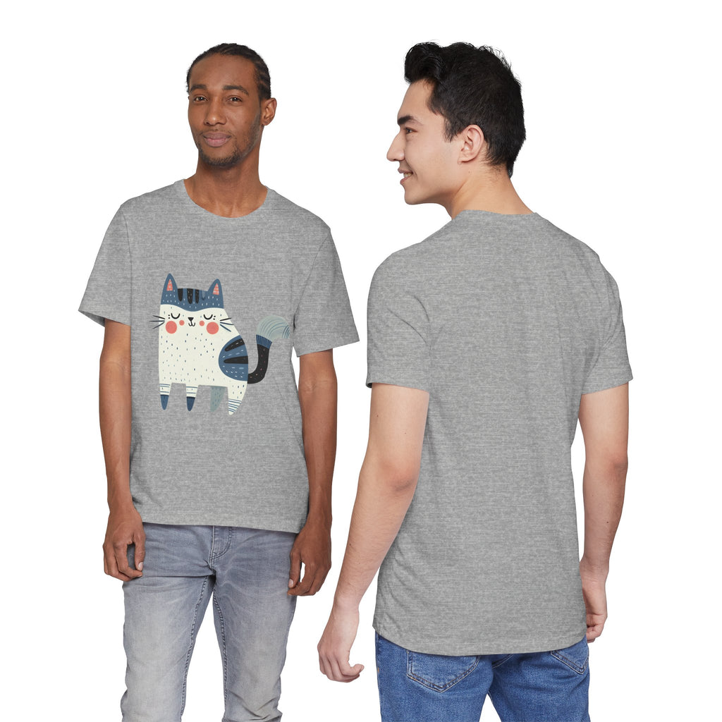 Folk Art Cat Graphic T-Shirt – American Hand-Drawn Art - 001