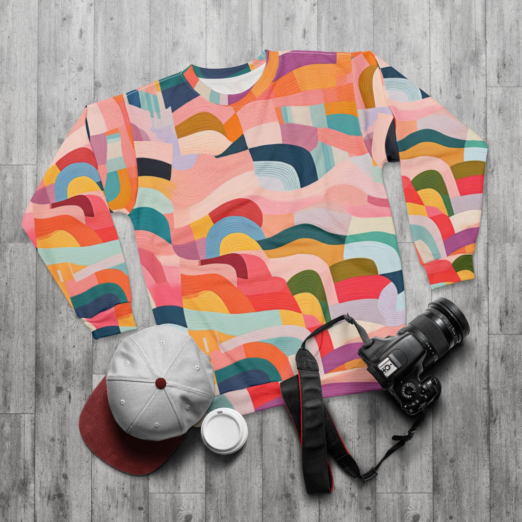 Abstract Rainbow Waves Sweatshirt