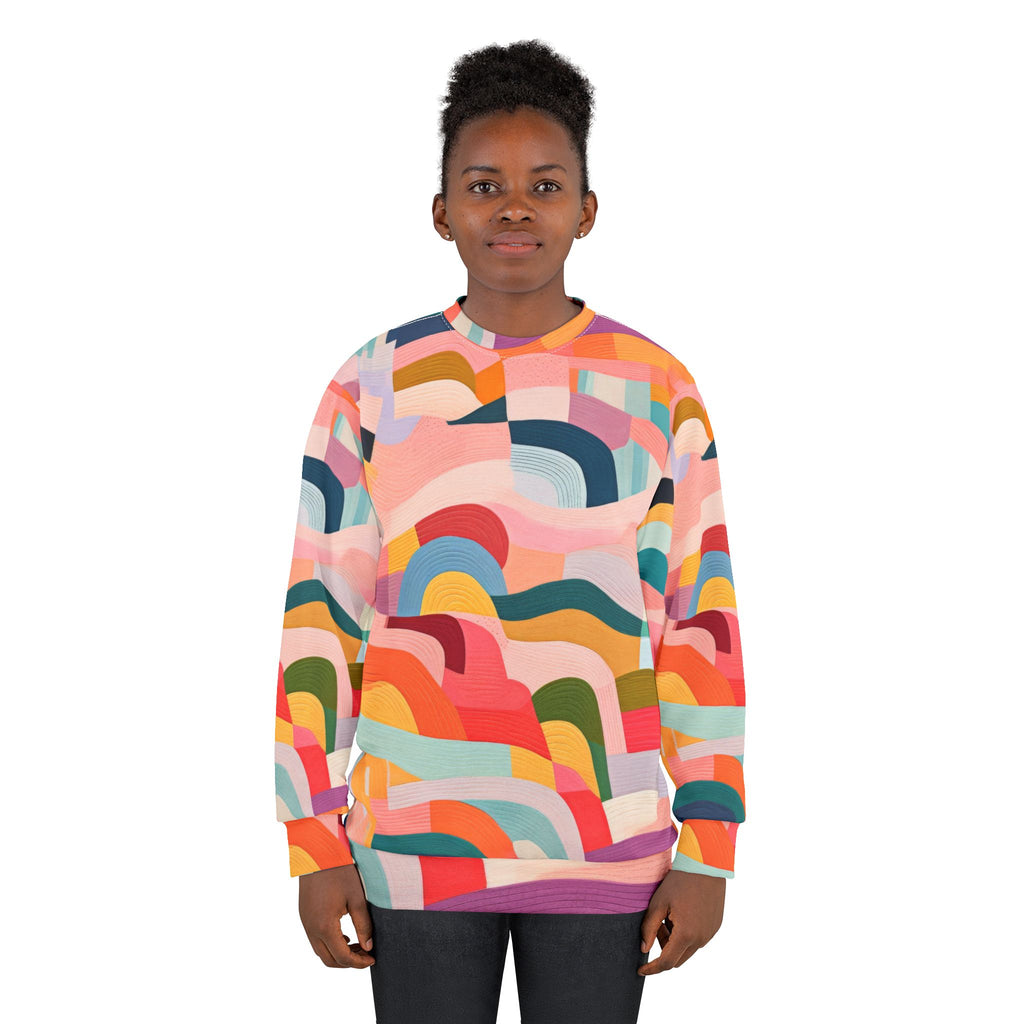 Abstract Rainbow Waves Sweatshirt
