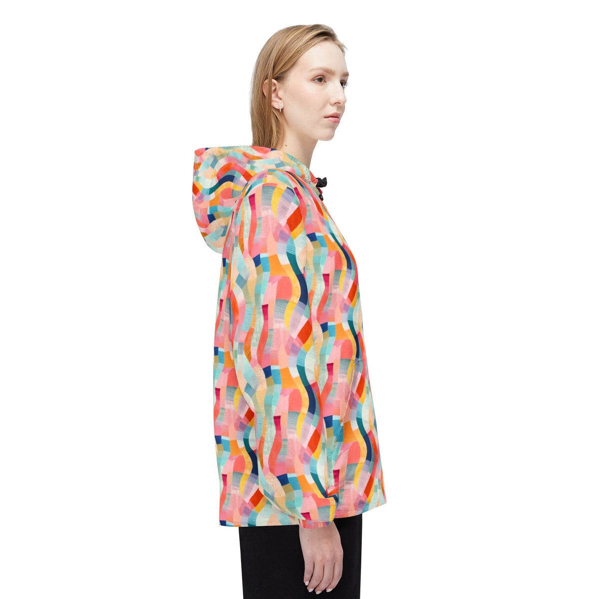 Colorful Wavy Pattern Windbreaker Jacket