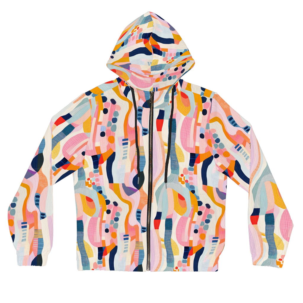 Abstract Colorful Wavy Pattern Hoodie All-Over Print Zip-Up