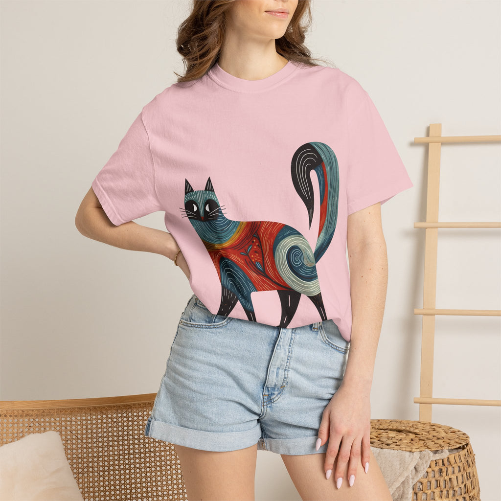 Colorful Swirl Cat T-Shirt — Artistic Whimsical Cat Graphic Tee