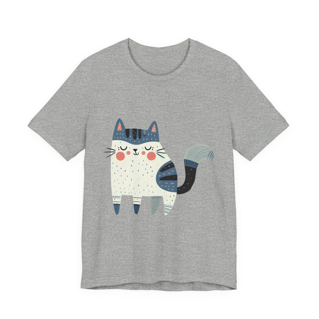 Folk Art Cat Graphic T-Shirt – American Hand-Drawn Art - 001