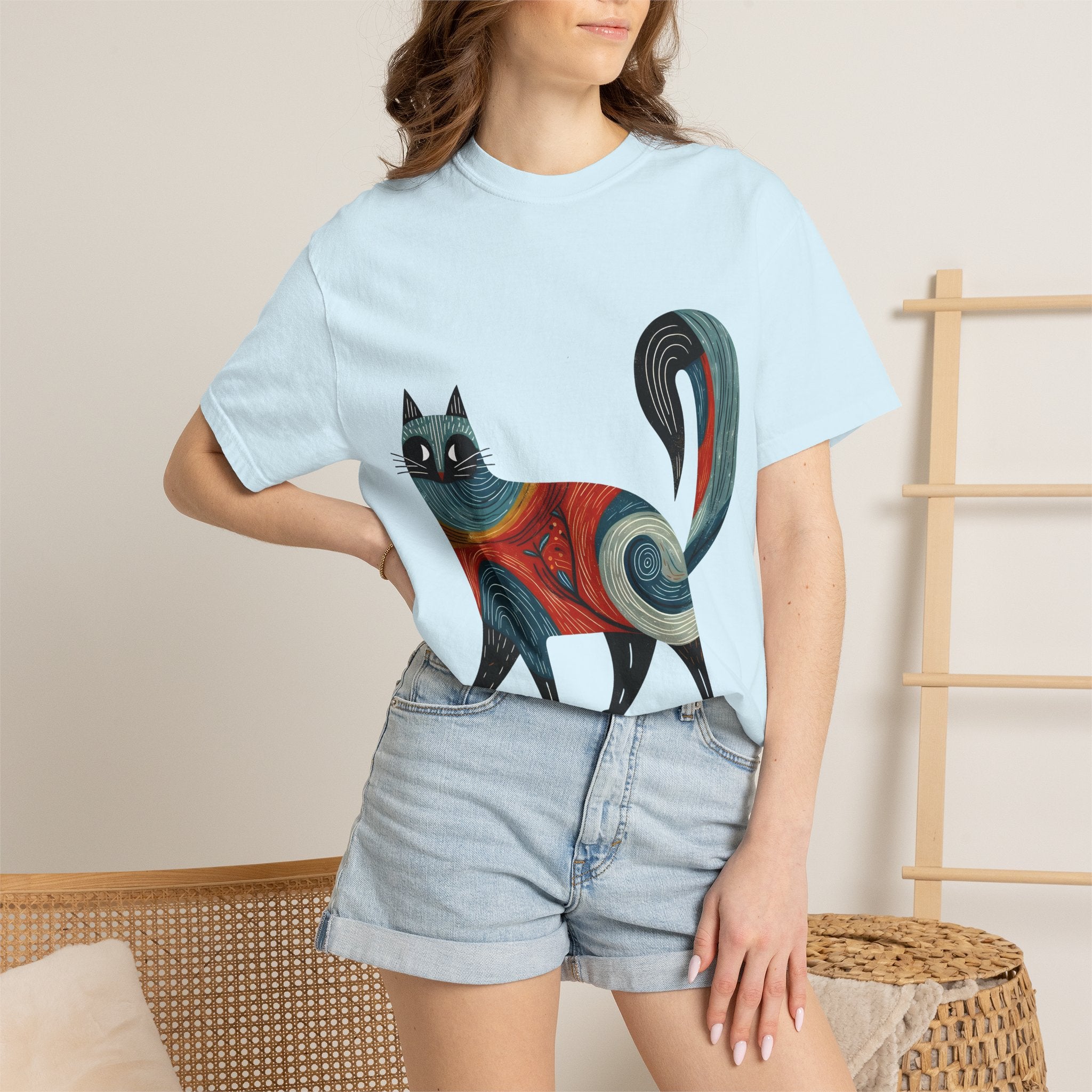 Colorful Swirl Cat T-Shirt — Artistic Whimsical Cat Graphic Tee