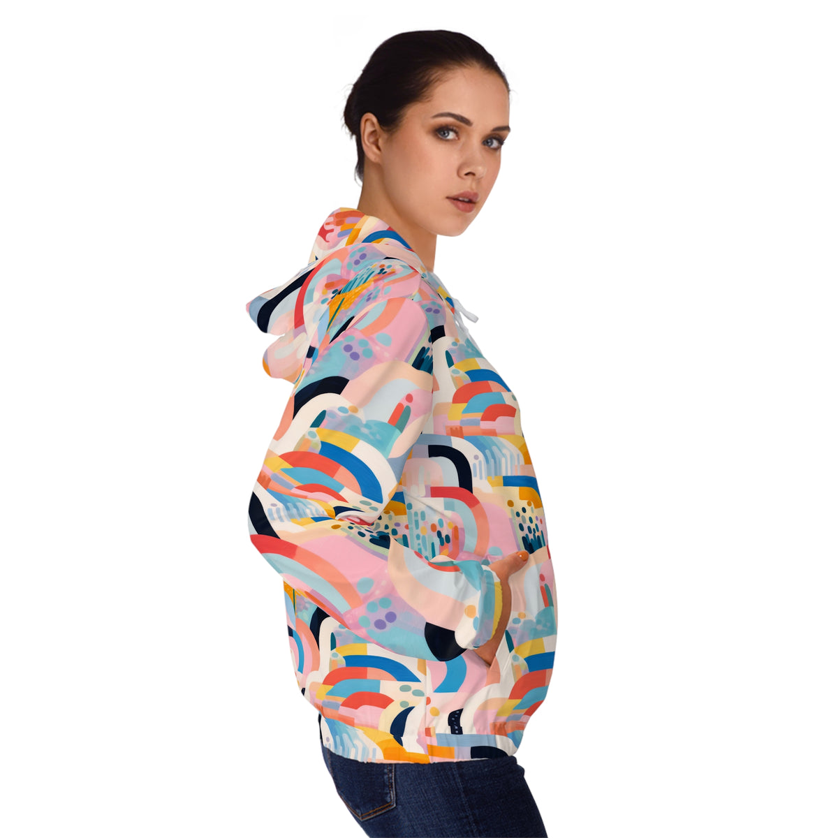 Abstract Rainbow Arches Full-Zip Hoodie
