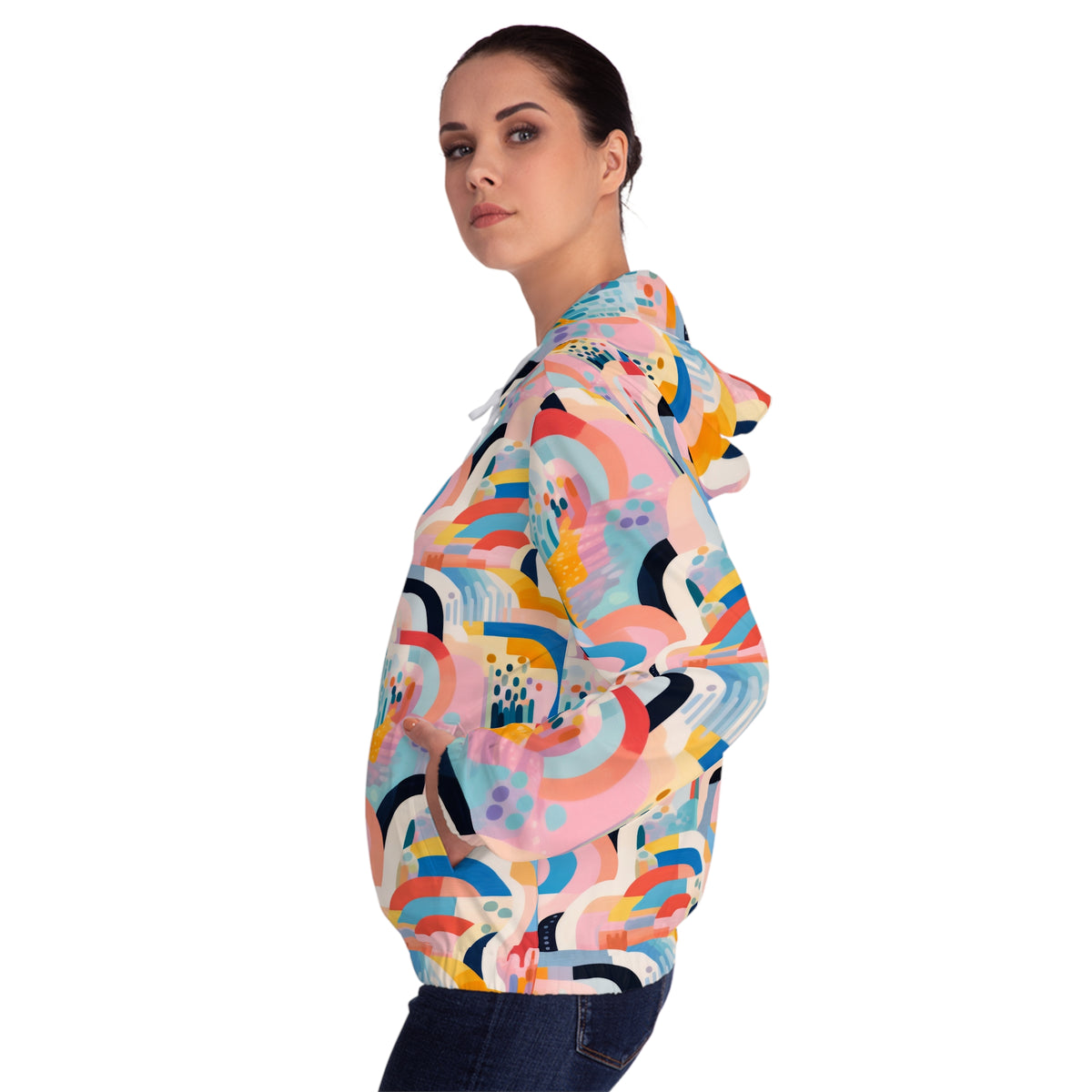 Abstract Rainbow Arches Full-Zip Hoodie