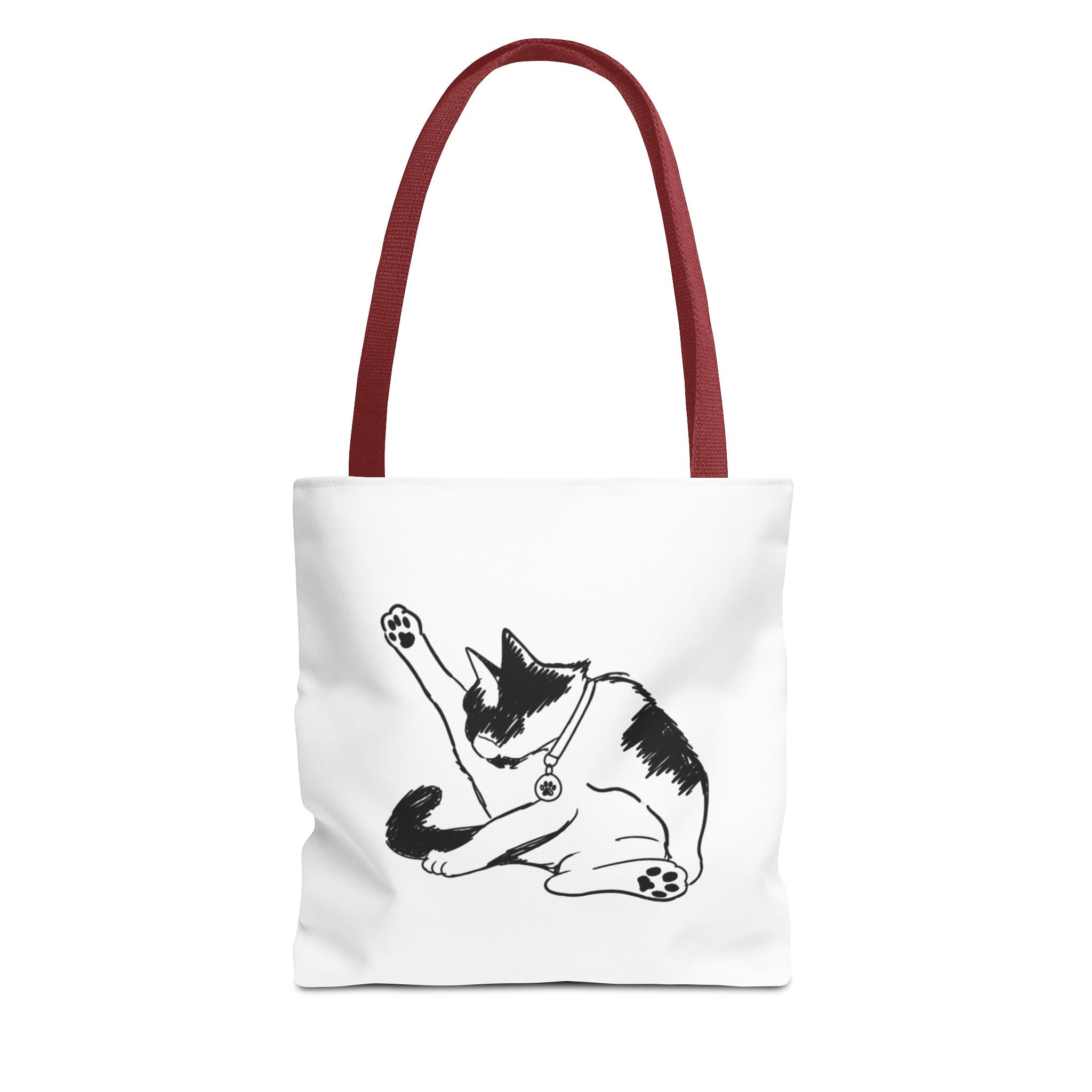Black and White Stretching Cat Tote Bag | Cat Illustration Tote