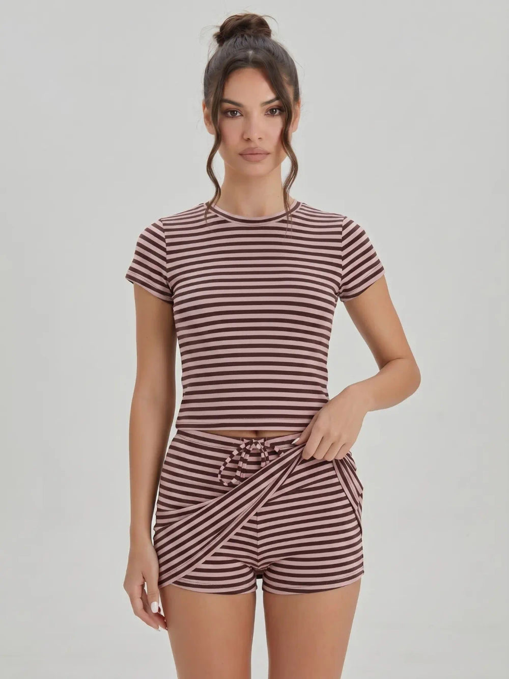 Casual Striped Two Piece Matching Set
