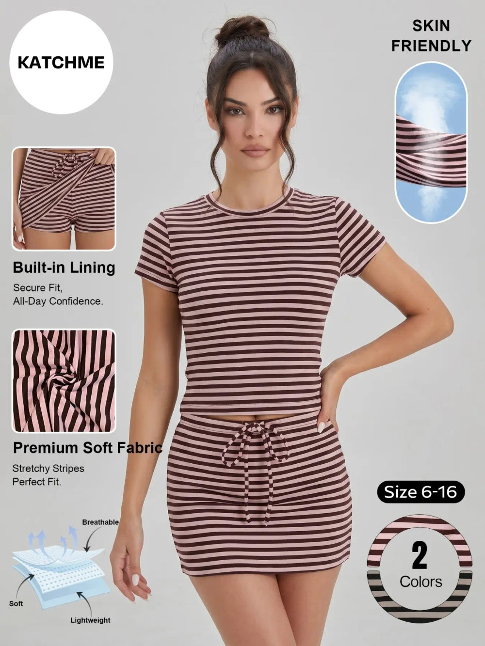 Casual Striped Two Piece Matching Set