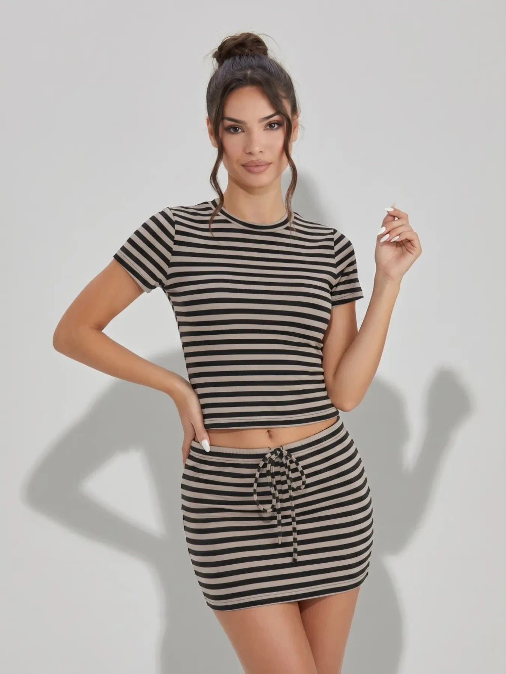 Casual Striped Two Piece Matching Set