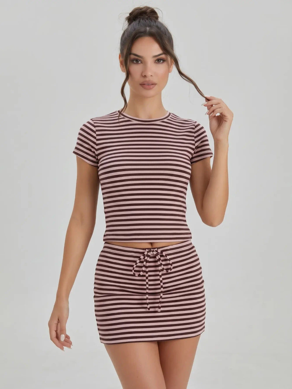 Casual Striped Two Piece Matching Set