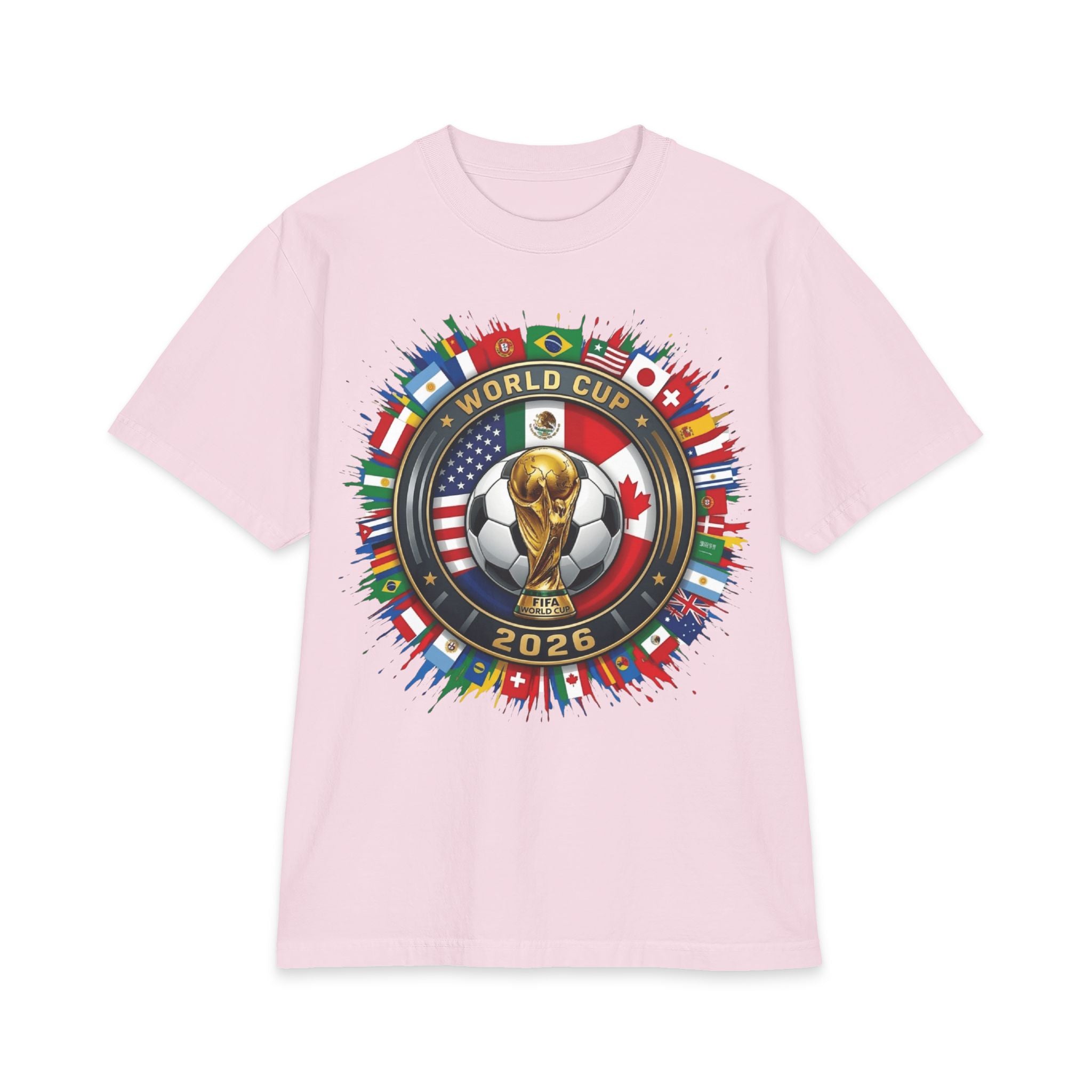 World Cup 2026 Soccer Trophy T-Shirt – USA Host Nations Flag Design