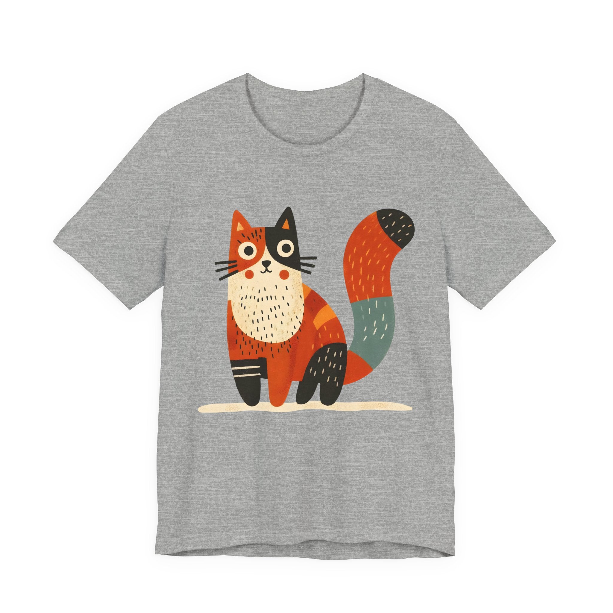 Folk Art Cat Graphic T-Shirt – American Hand-Drawn Art - 004
