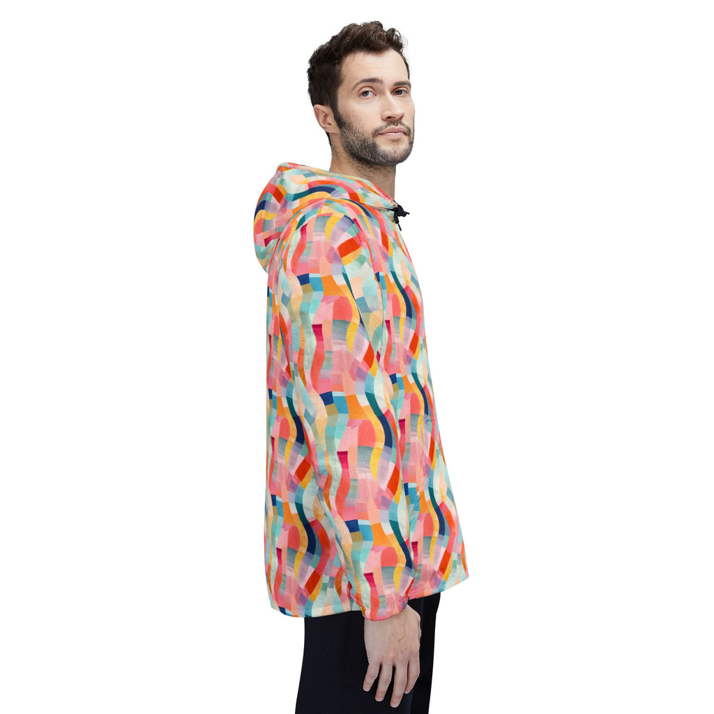 Colorful Wavy Pattern Windbreaker Jacket