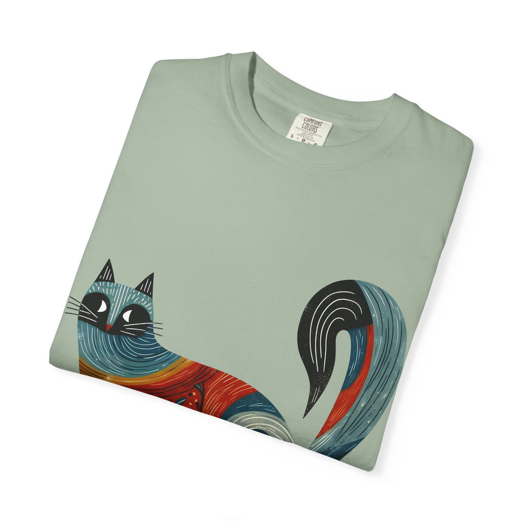 Colorful Swirl Cat T-Shirt — Artistic Whimsical Cat Graphic Tee