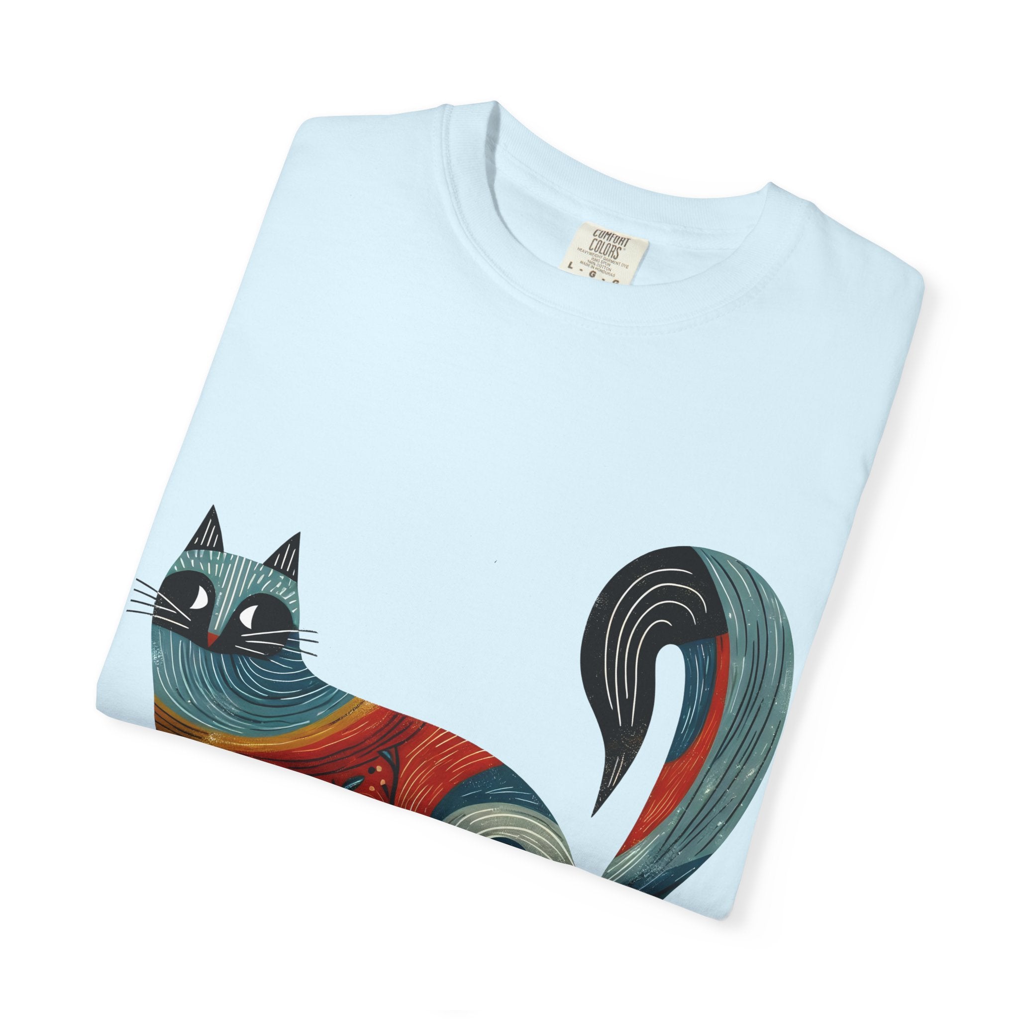 Colorful Swirl Cat T-Shirt — Artistic Whimsical Cat Graphic Tee