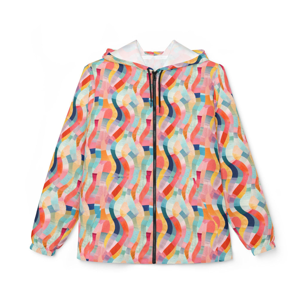 Colorful Wavy Pattern Windbreaker Jacket
