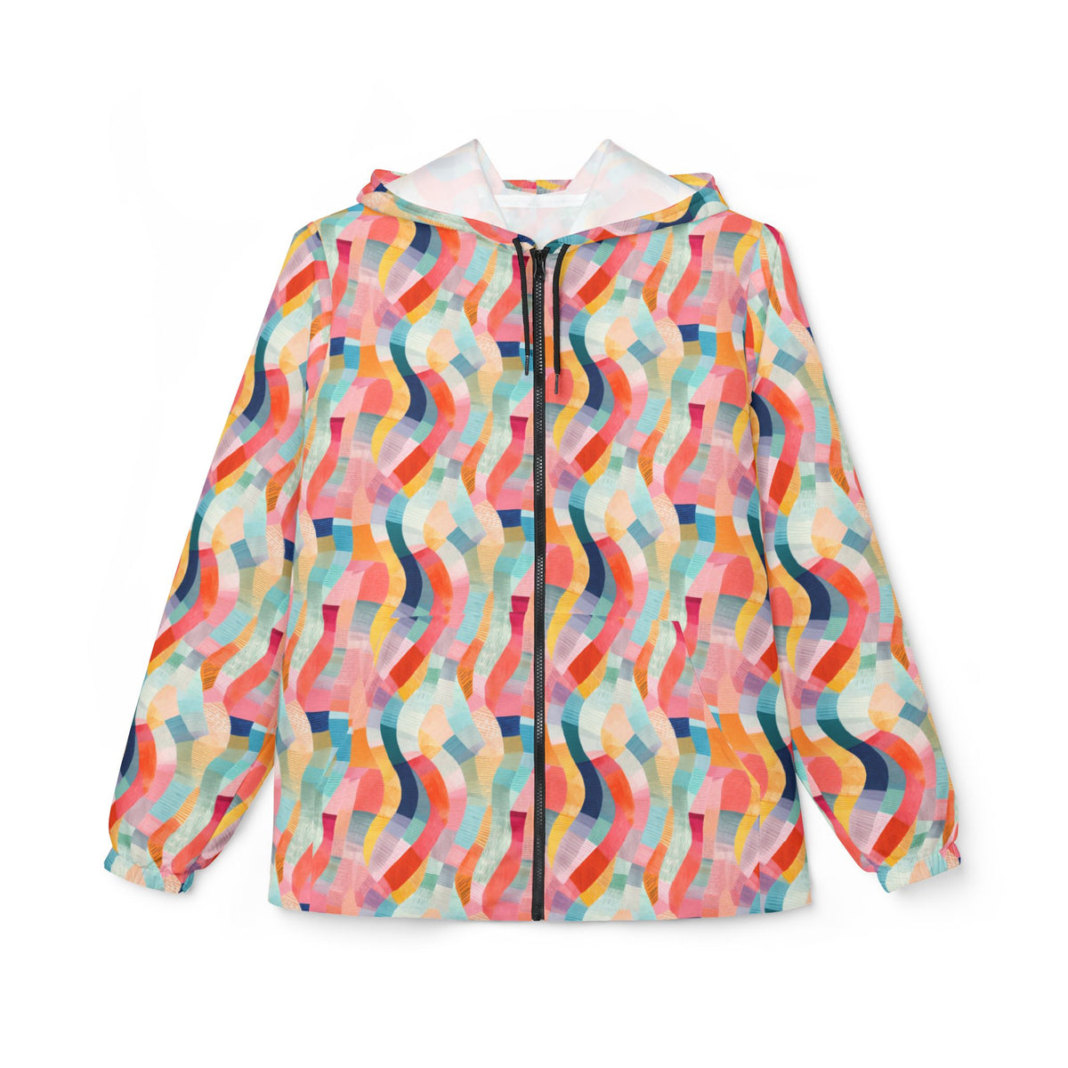 Colorful Wavy Pattern Windbreaker Jacket