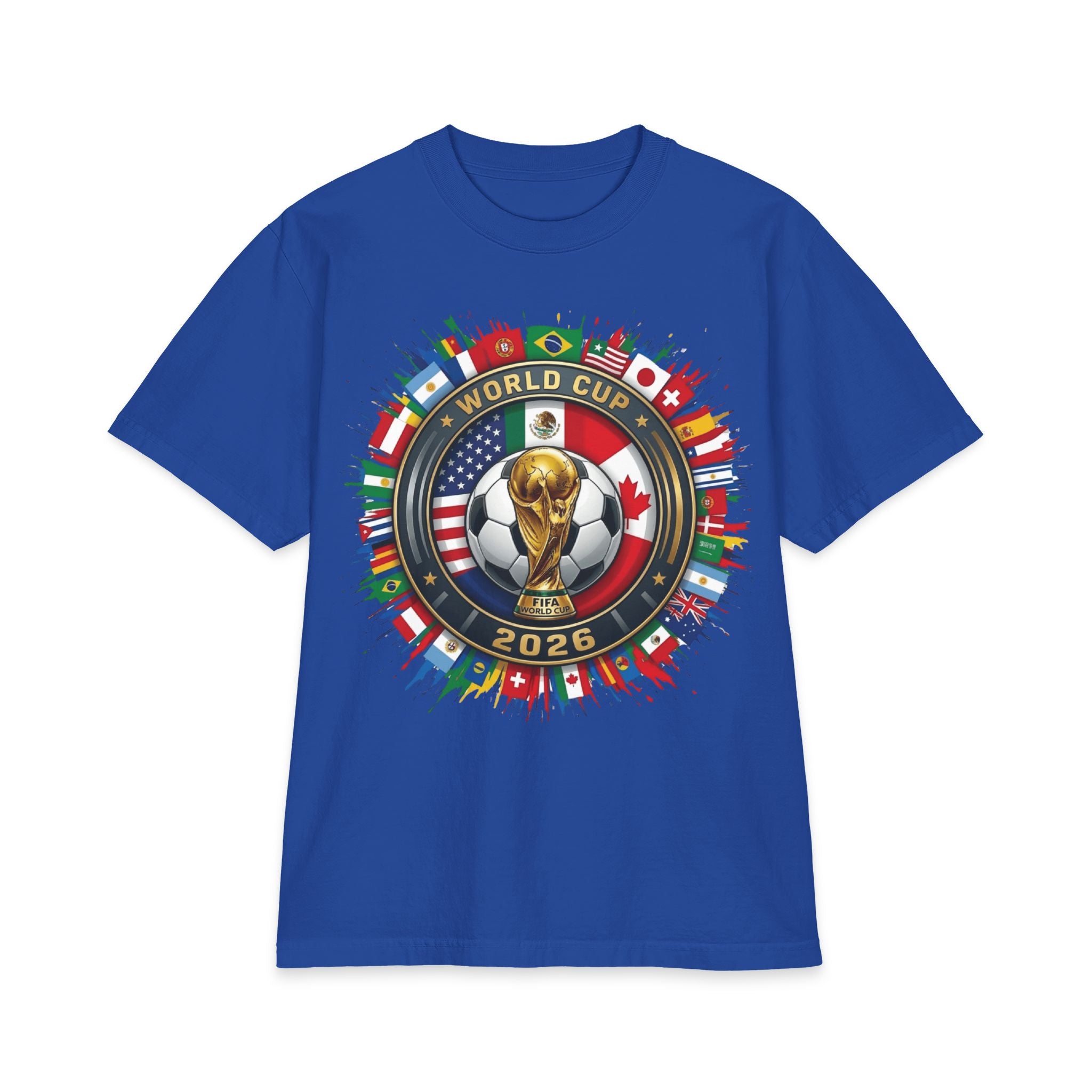 World Cup 2026 Soccer Trophy T-Shirt – USA Host Nations Flag Design