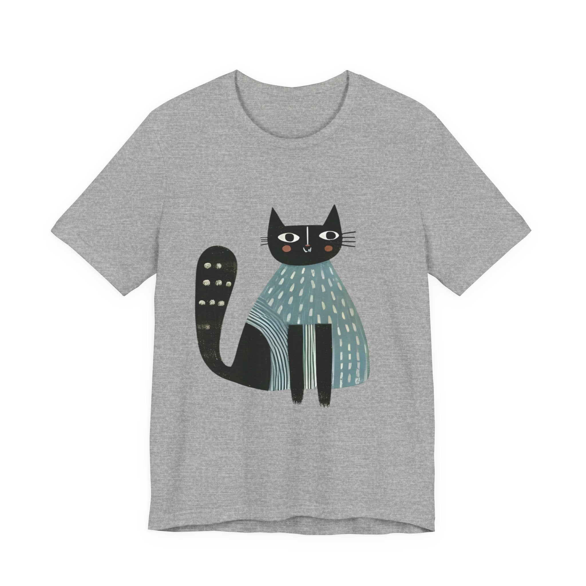 Folk Art Cat Graphic T-Shirt – American Hand-Drawn Art - 003