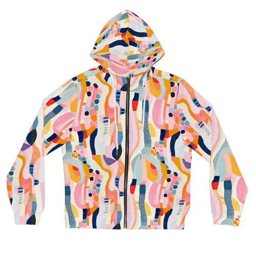 Abstract Colorful Wavy Pattern Hoodie All-Over Print Zip-Up