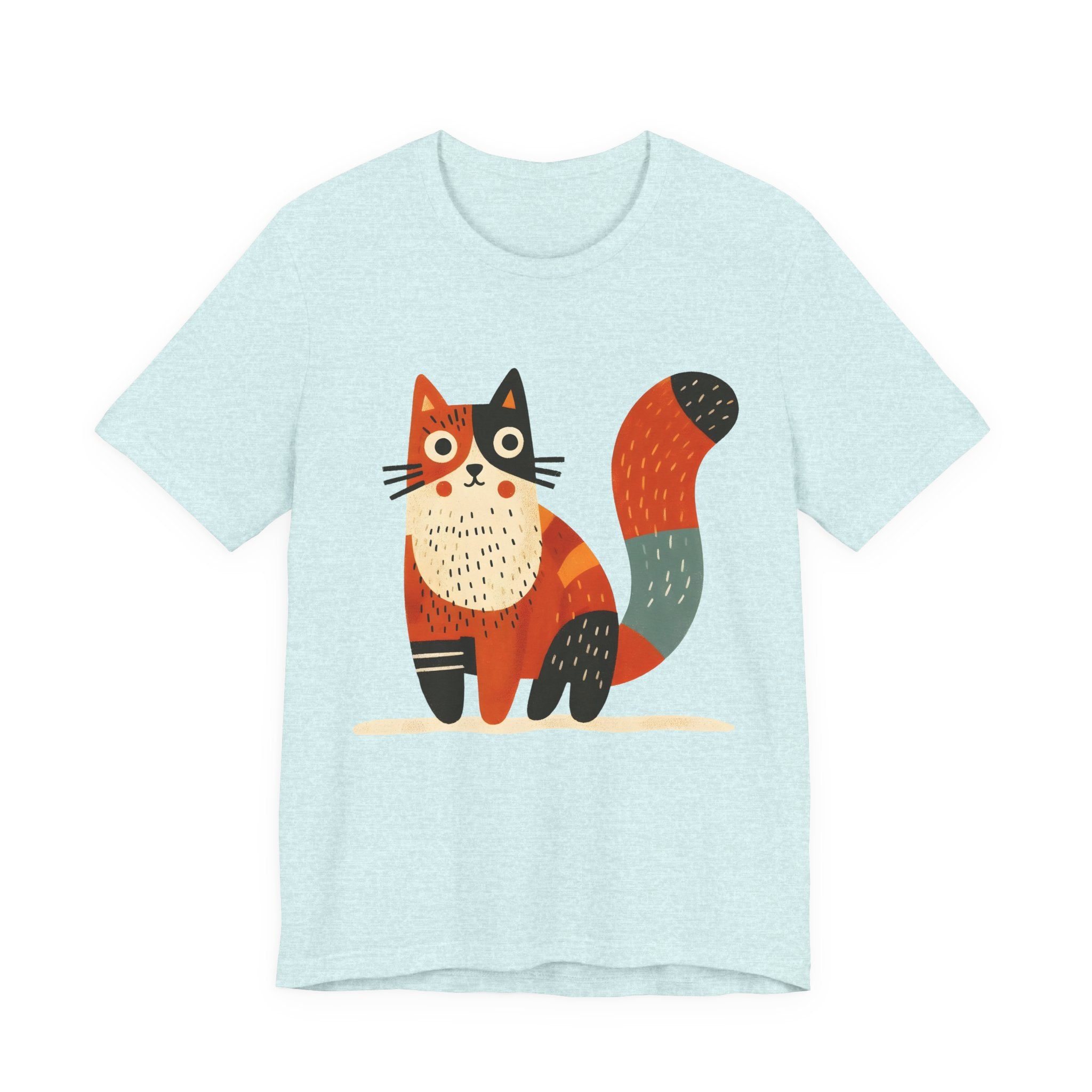 Folk Art Cat Graphic T-Shirt – American Hand-Drawn Art - 004
