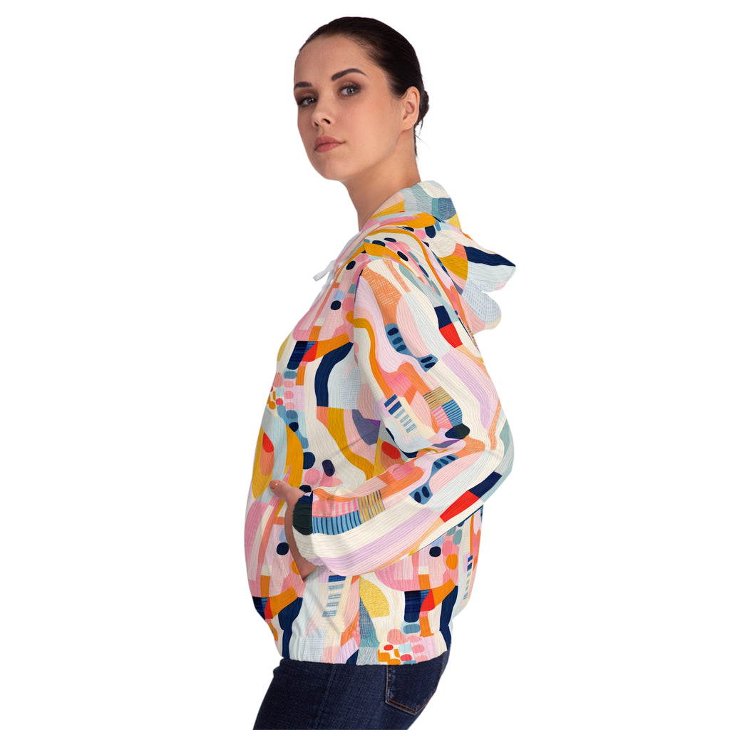 Abstract Colorful Wavy Pattern Hoodie All-Over Print Zip-Up