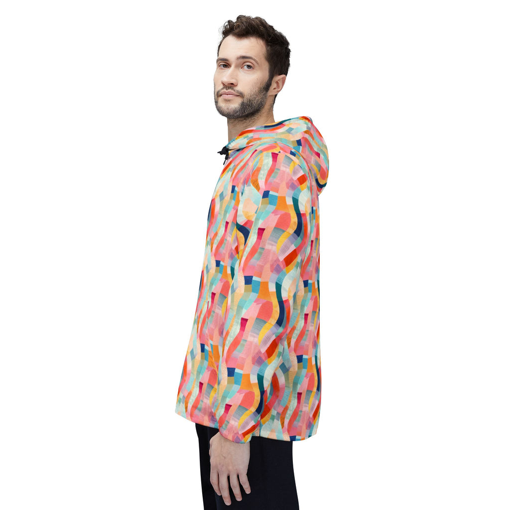Colorful Wavy Pattern Windbreaker Jacket