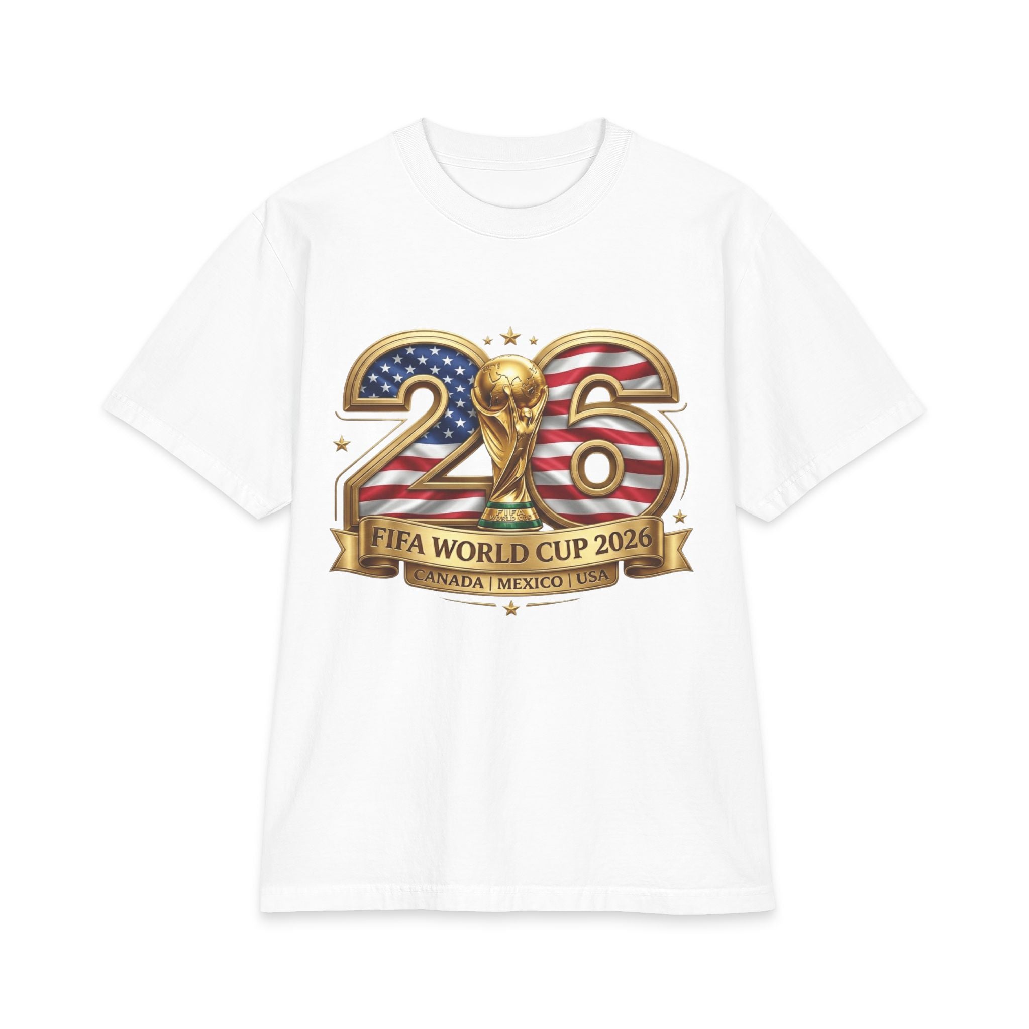 2026 FIFA World Cup USA Flag T-Shirt — World Cup Trophy Design