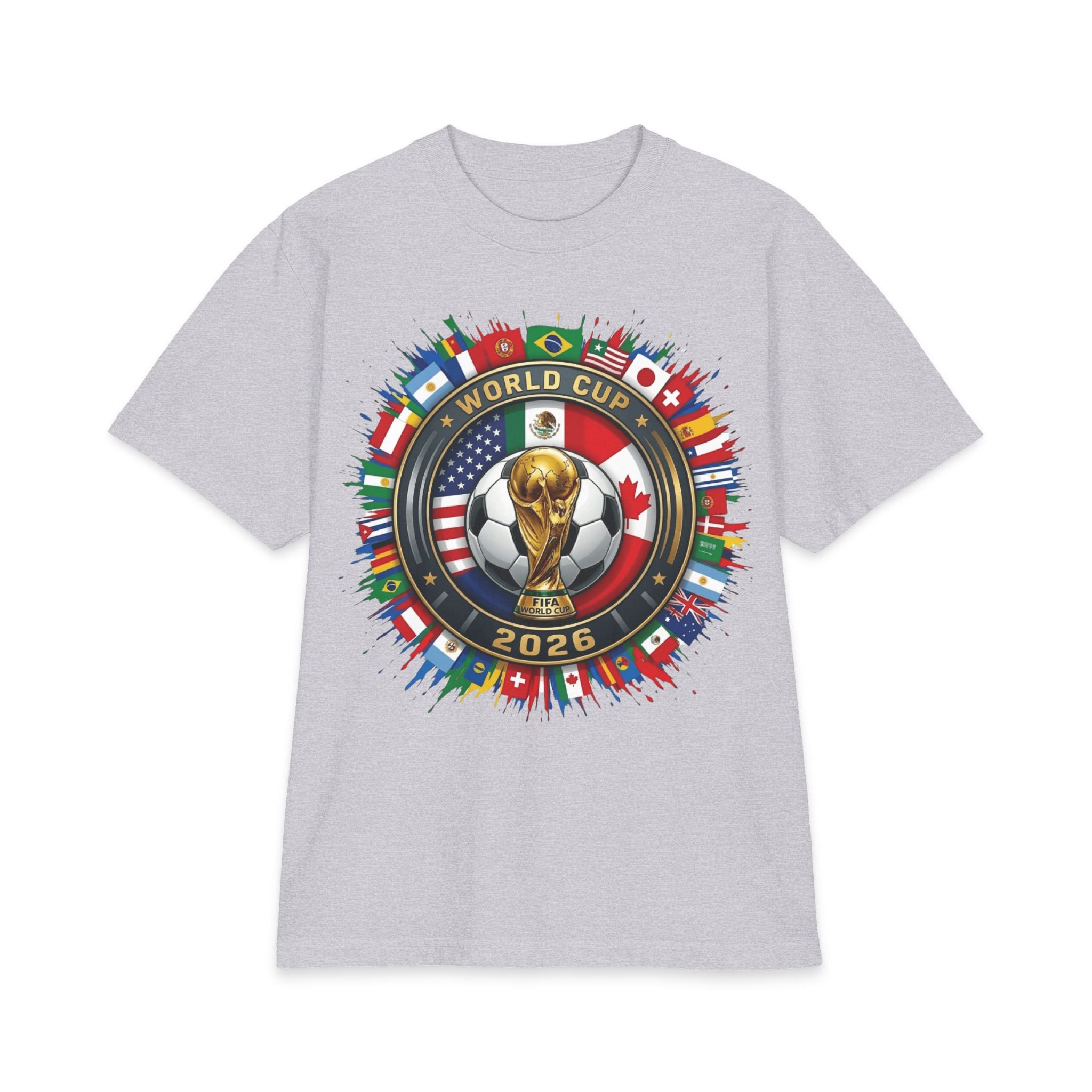 World Cup 2026 Soccer Trophy T-Shirt – USA Host Nations Flag Design