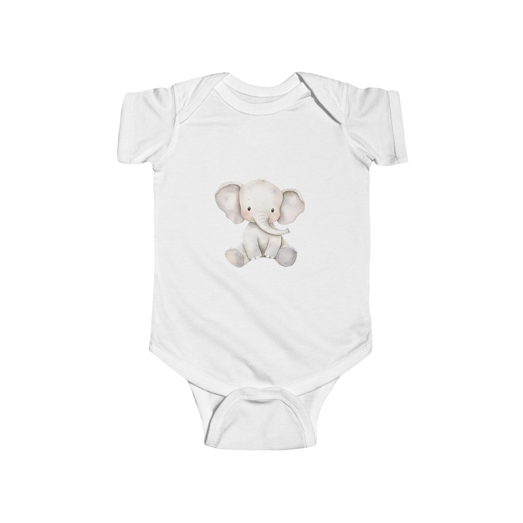 Cute Watercolor Elephant Baby Bodysuit