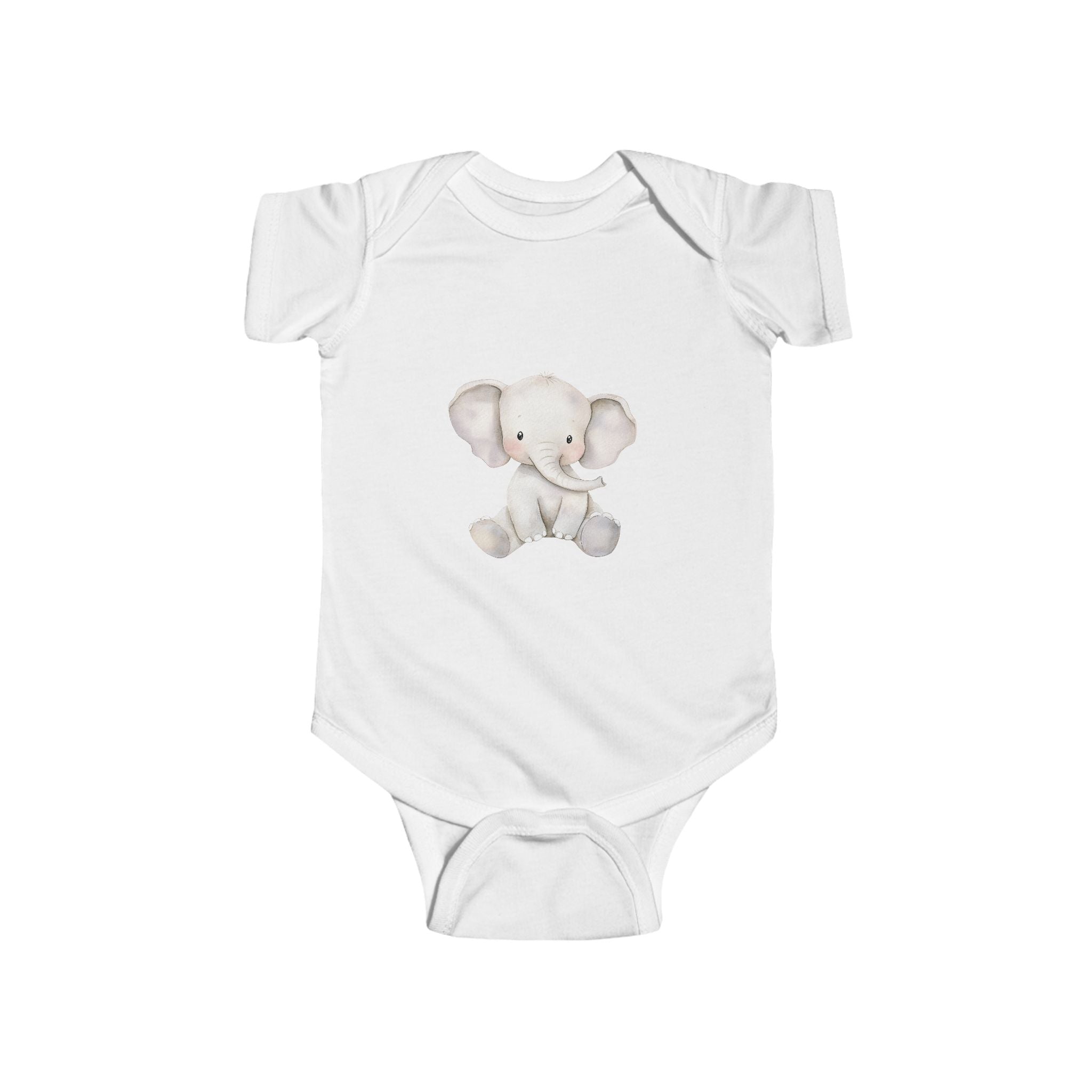 Cute Watercolor Elephant Baby Bodysuit