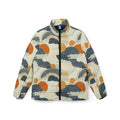 Abstract Cloud and Sun Pattern Puffer Jacket - All-Over Print