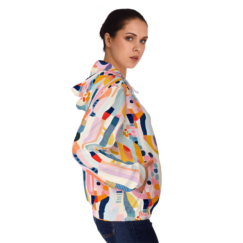 Abstract Colorful Wavy Pattern Hoodie All-Over Print Zip-Up