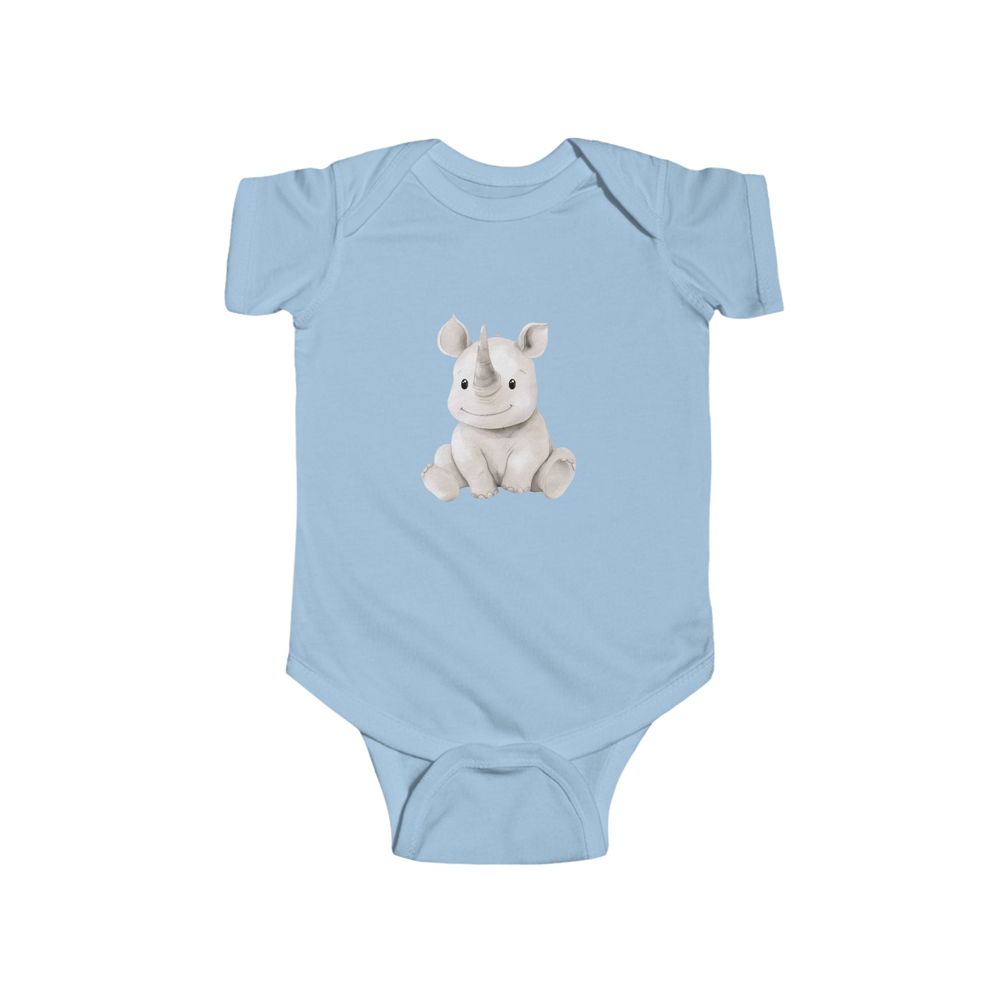 Cute Watercolor Rhino Baby Bodysuit