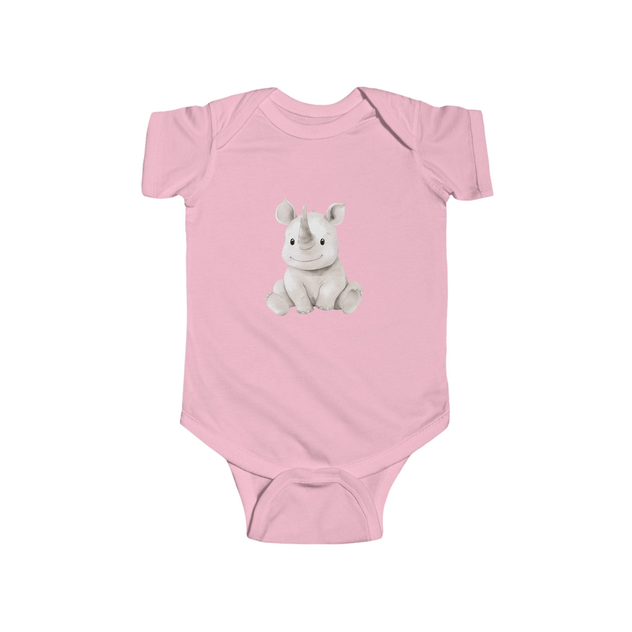 Cute Watercolor Rhino Baby Bodysuit