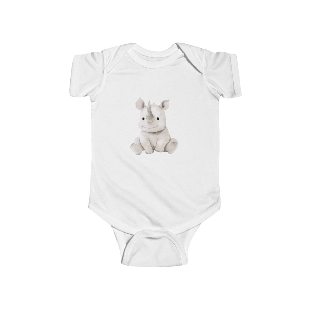 Cute Watercolor Rhino Baby Bodysuit