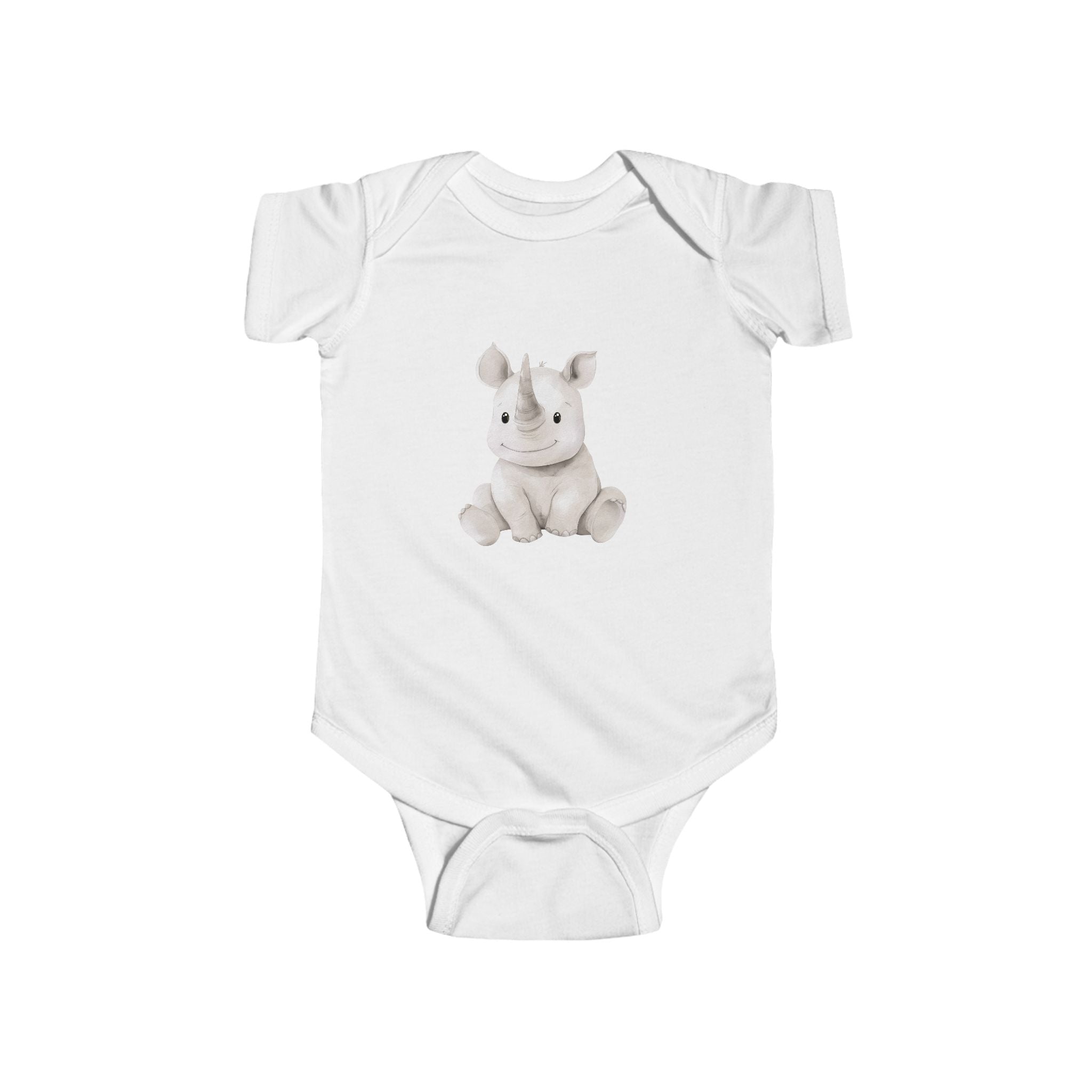 Cute Watercolor Rhino Baby Bodysuit