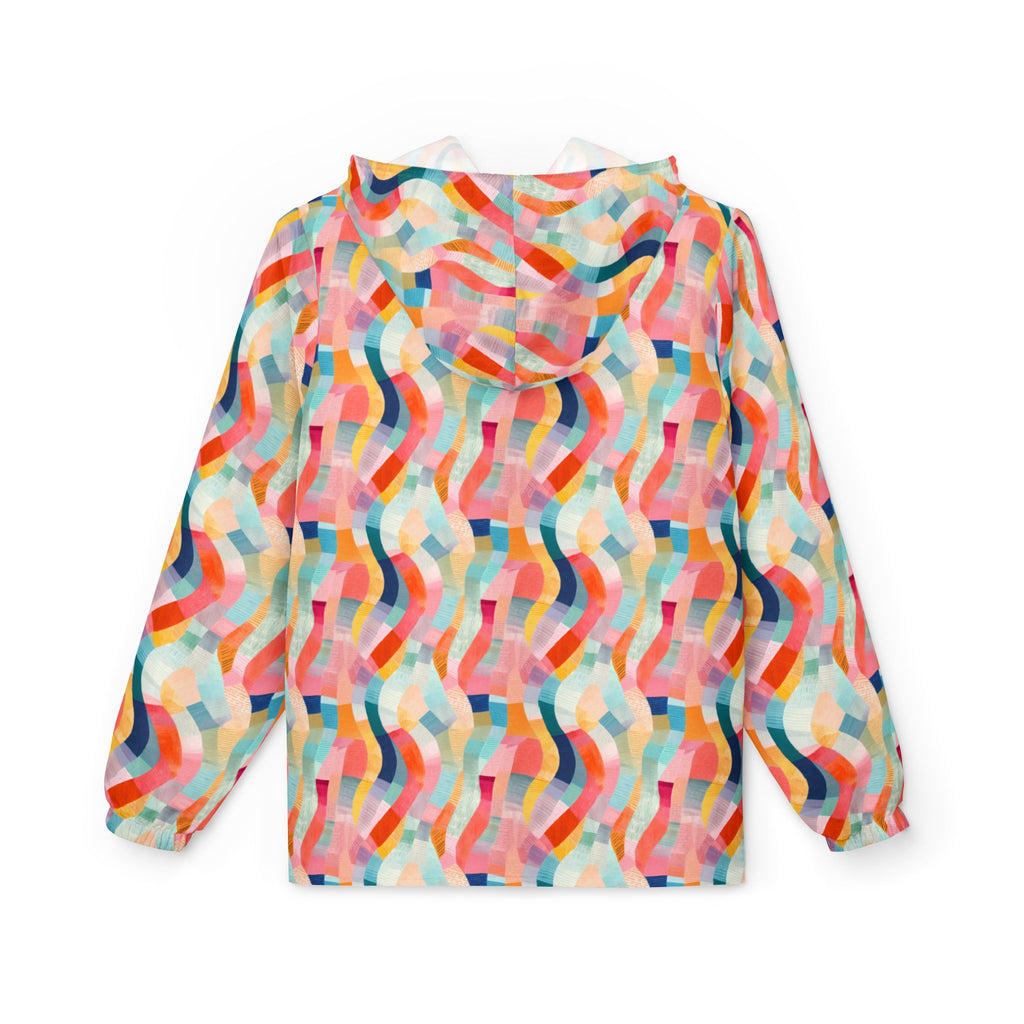 Colorful Wavy Pattern Windbreaker Jacket