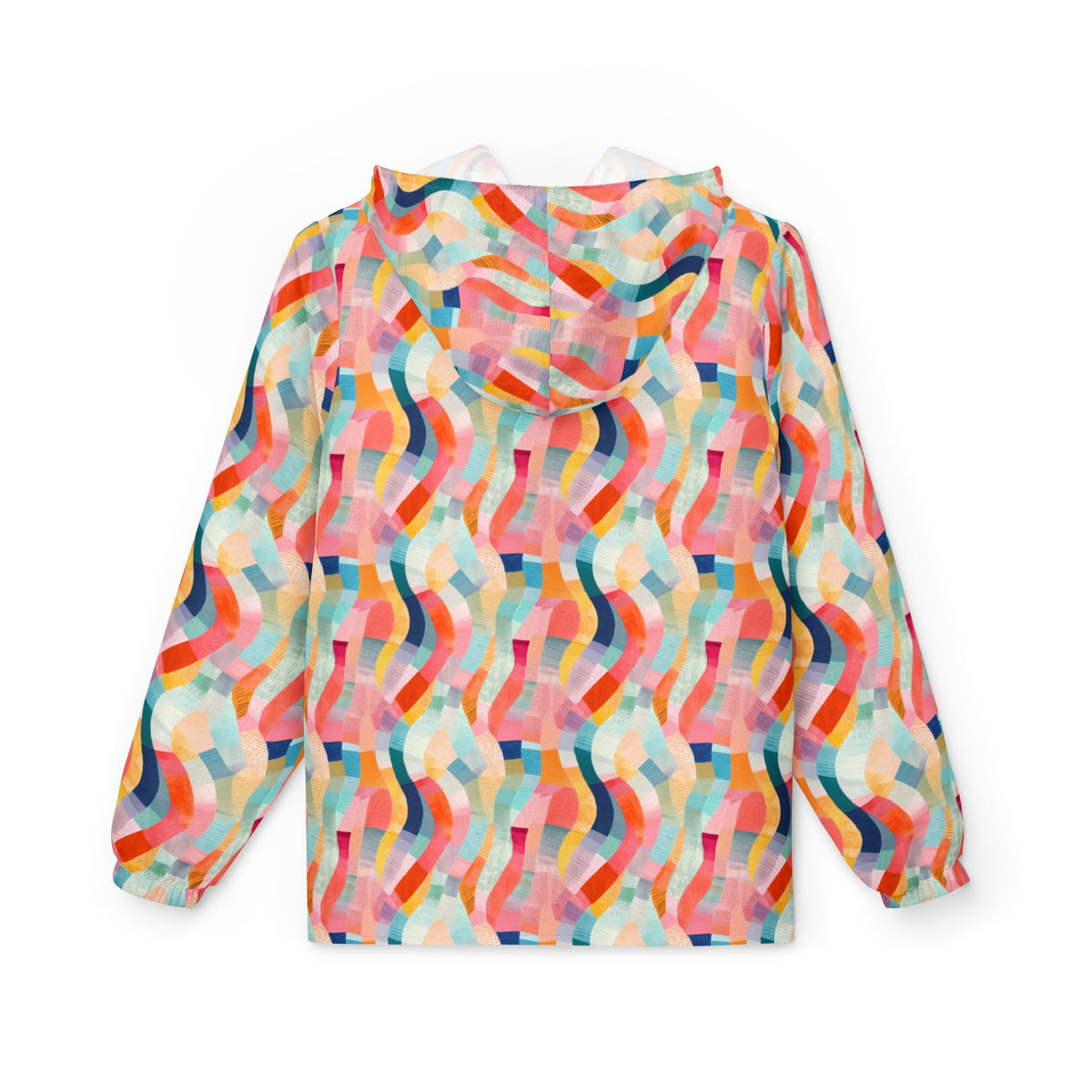 Colorful Wavy Pattern Windbreaker Jacket