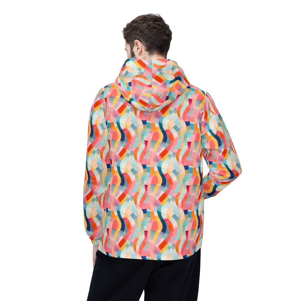Colorful Wavy Pattern Windbreaker Jacket