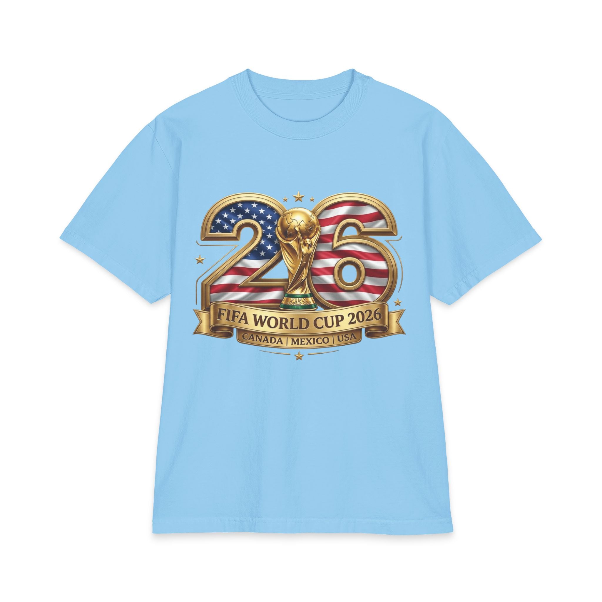 2026 FIFA World Cup USA Flag T-Shirt — World Cup Trophy Design